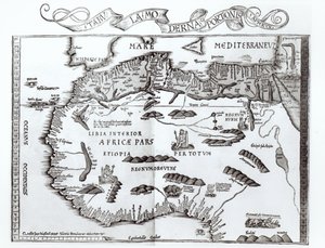 Kaart van Noord-Afrika, uit een Atlas door Ptolemaeus, eerste helft 16e eeuw